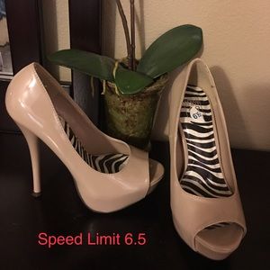 Nude peep toe heels
